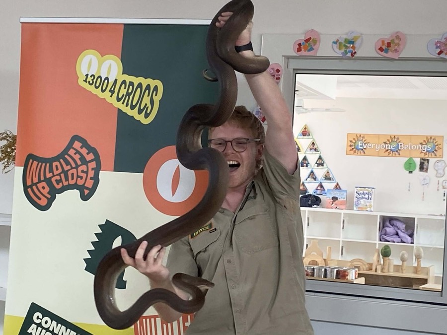 A Wildlife Up Close incursion visiting a Happy Sprouts kinder room